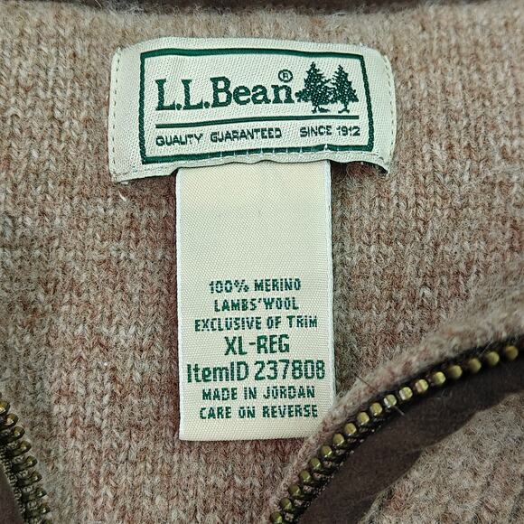 L.L. Bean Mens Waterfowl Merino Lambs Wool Brown 1/4 Zip Sweater - Picture 2 of 3